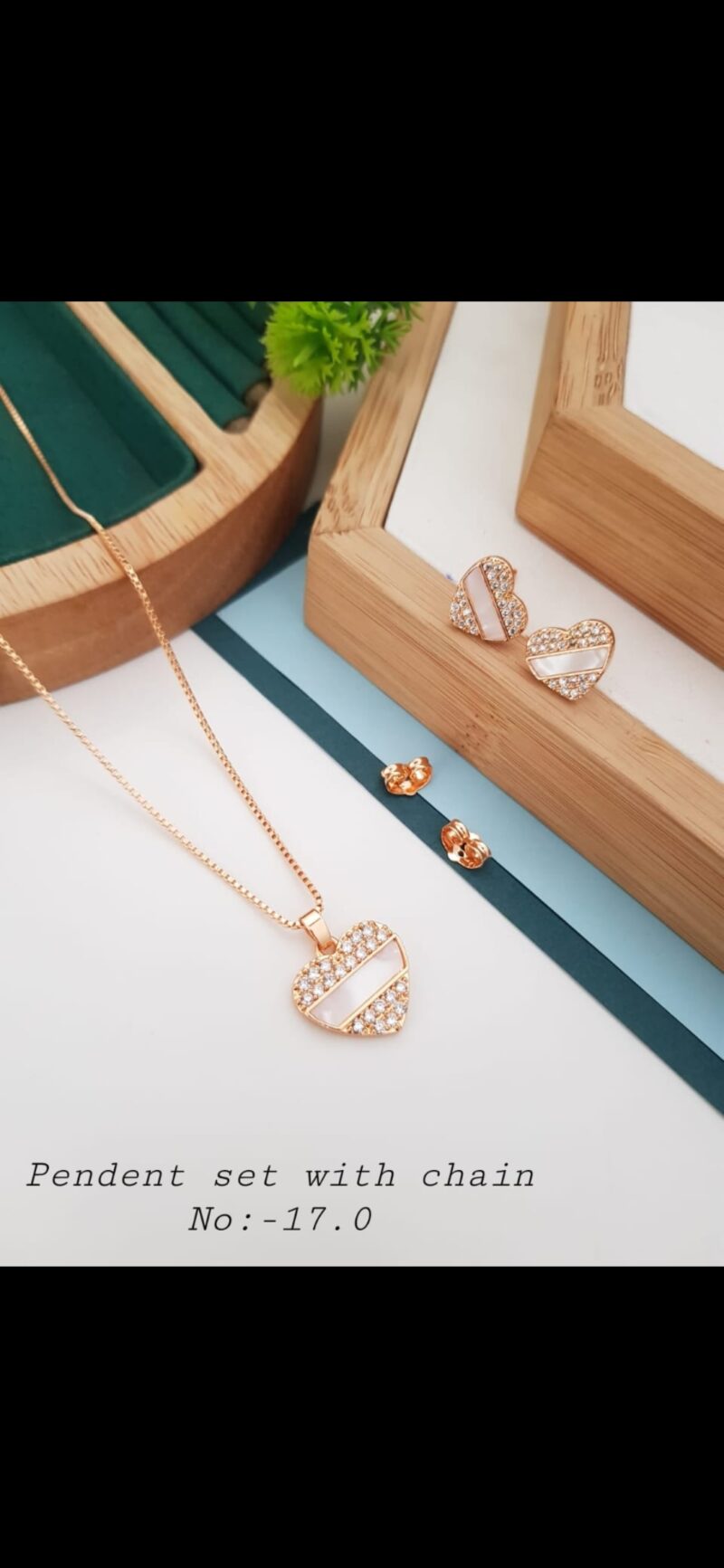 Diamond Heart Pendant Set