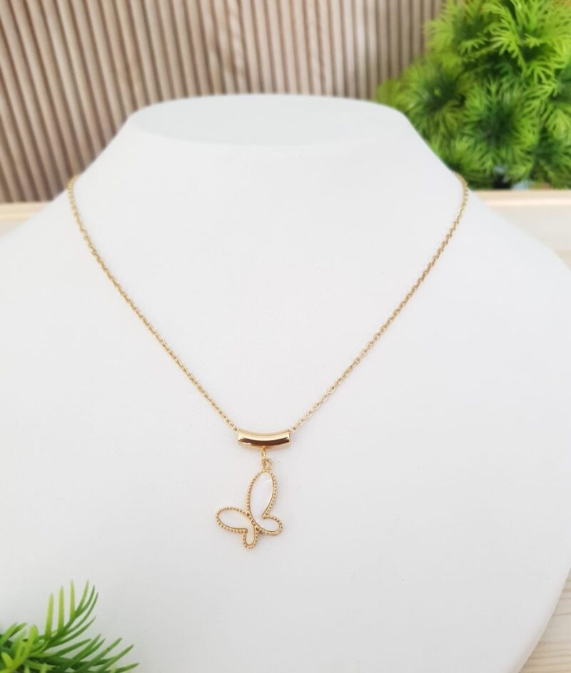 Gold Plated New Korean Design Crystal Decor Butterfly Necklace For Women & Girls